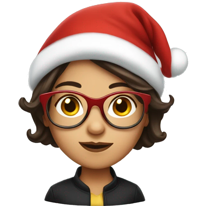 Brunette Girl with glasses dressed like Kris Kringle emoji