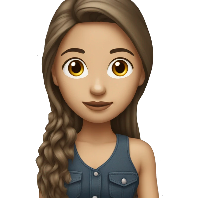 Realistic Brunette long hair light skin girl with yorkie emoji