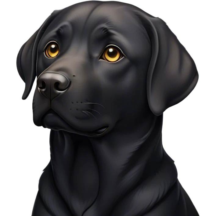 Cinematic Adult Labrador Emoji, Majestic and dignified, Refined and strong design, rim lighting effect, rich black and deep gray tones, Simplified yet noble features, highly detailed, glowing with a soft, confident glow, high shine, loyal and regal, stylized with an air of elegance, poised and noble, blending realism with strength, soft glowing outline, clean and immaculate design, composed and confident pose, capturing the essence of an adult Labrador’s maturity and grace in an easily recognizable and captivating form, so dignified it feels as though it could stand tall and proud right off the screen! emoji