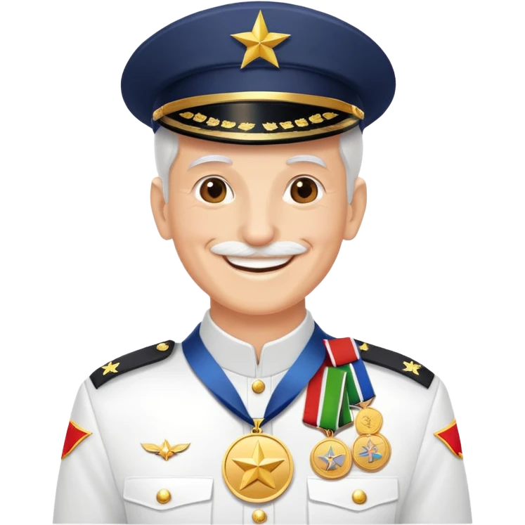 Veteran with medals, smiling, festive atmosphere May 9 emoji