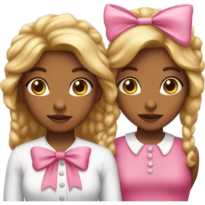 two pink girls with bows emoji