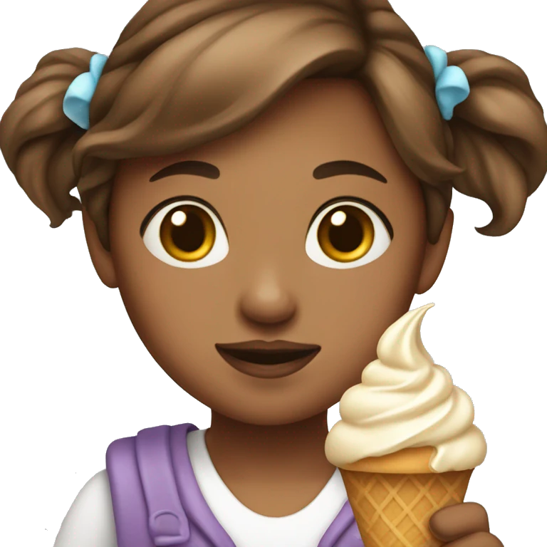 Girl with an ice cream costume  with brown hair emoji