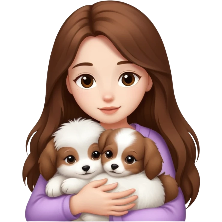 girly girl with long hair cuddling a puppy emoji