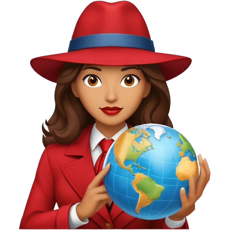 Carmen sandiego bust with globe emoji