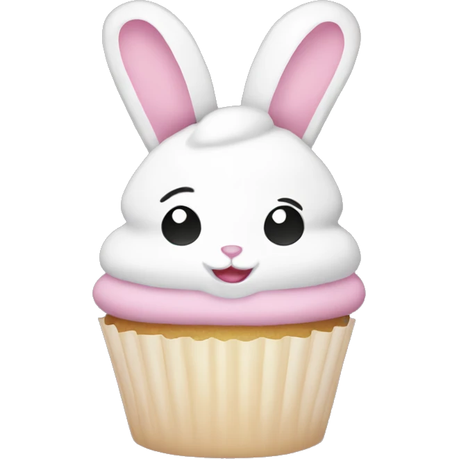 Easter white light pink cupcake bunny  emoji