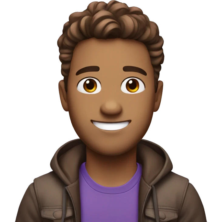 A guy ina  purple sui smiling and brown hair called Dino and he is white emoji