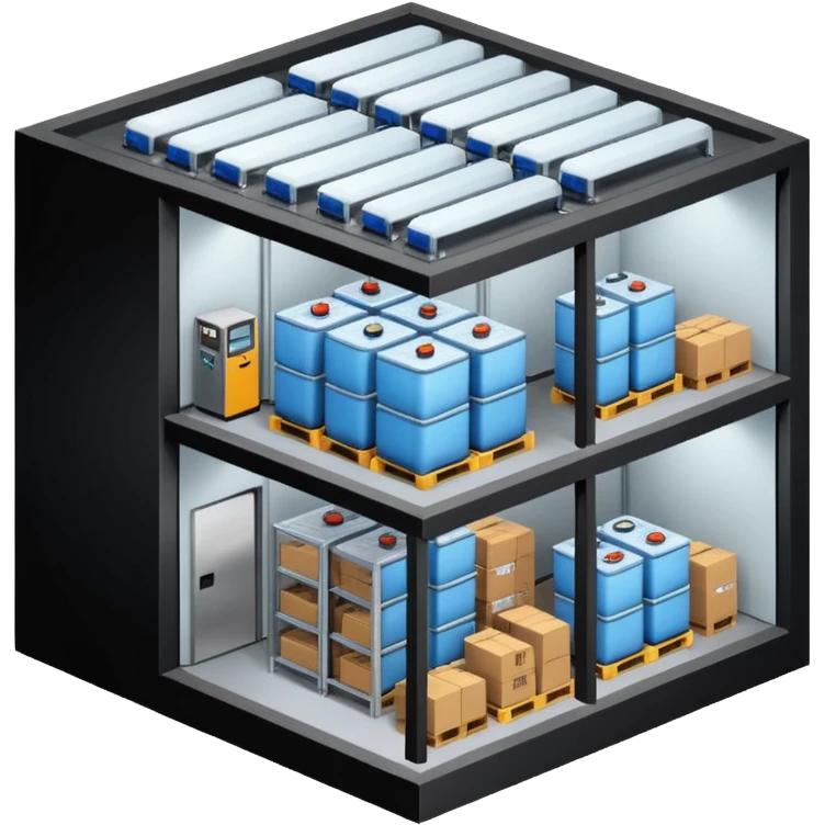 ambient and refirigeration warehouse at an angle emoji