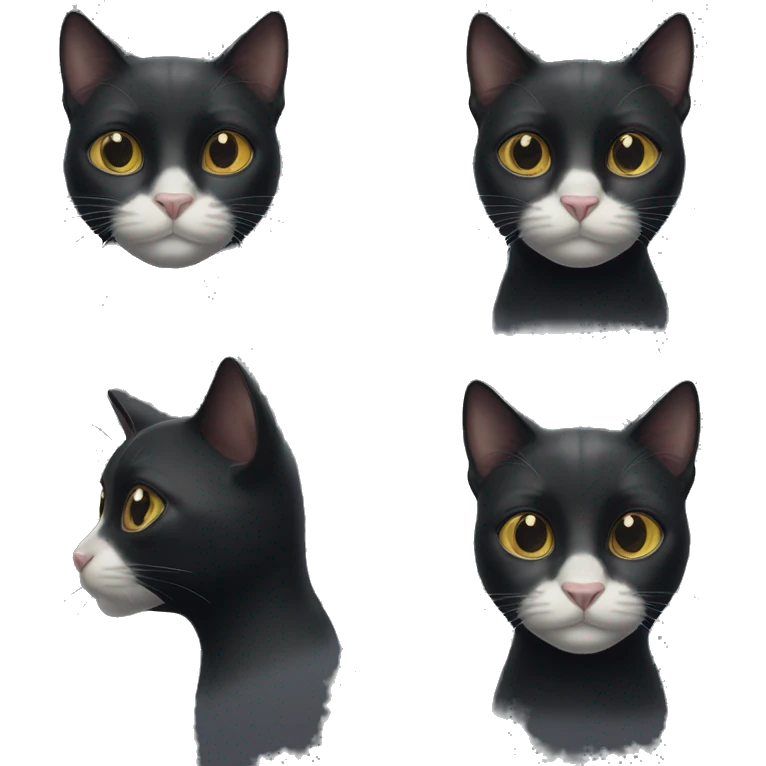 black cat with white spot on month and on the nose  emoji