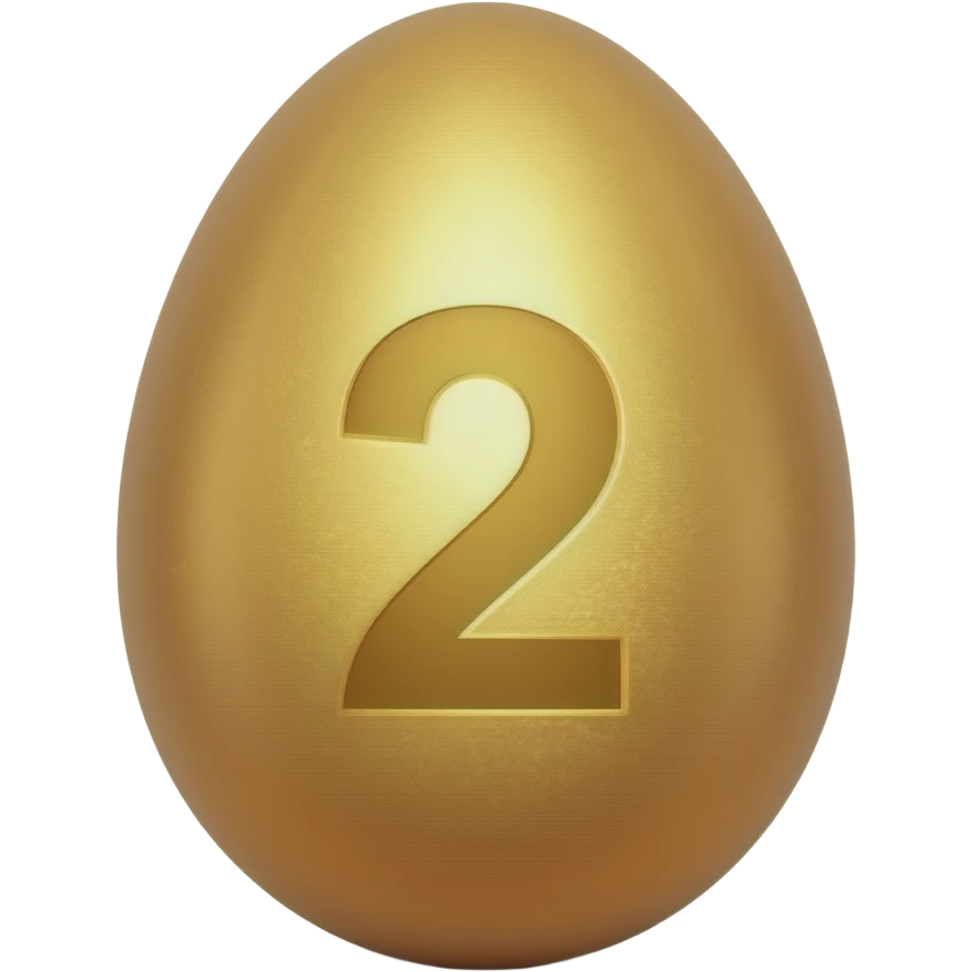 golden egg with number 2 emoji