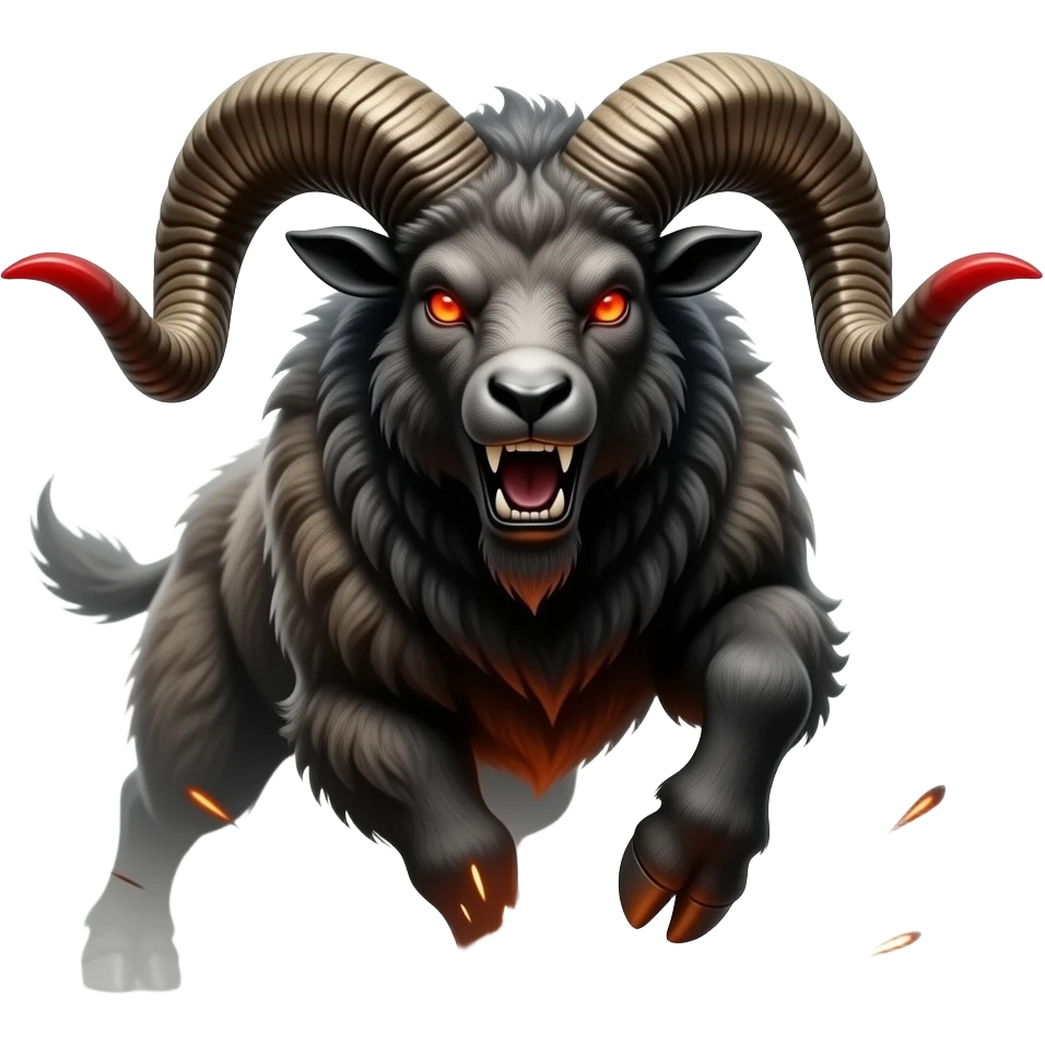 A ram-like beast with obsidian horns heated red at the tips. It charges with explosive force and can ignite the ground on impact. emoji
