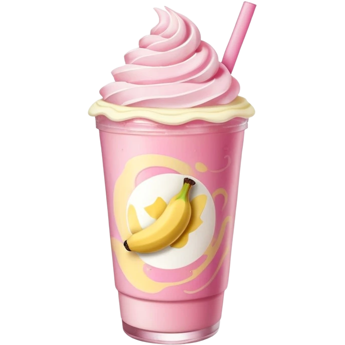 Pink Starbucks drink with banana cold foam  emoji