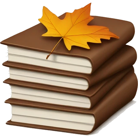 brown stack of letters and autumn leaf emoji