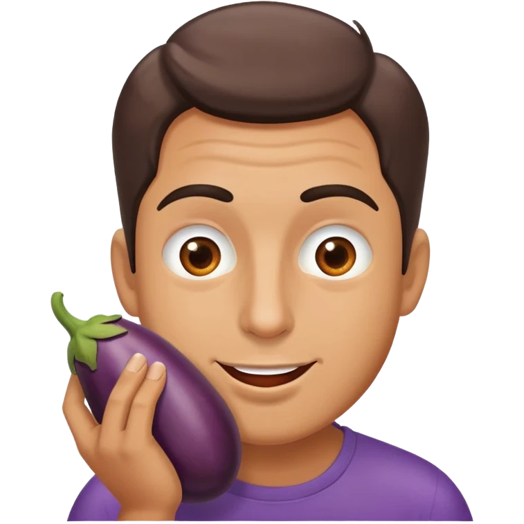 Man eating an eggplant emoji