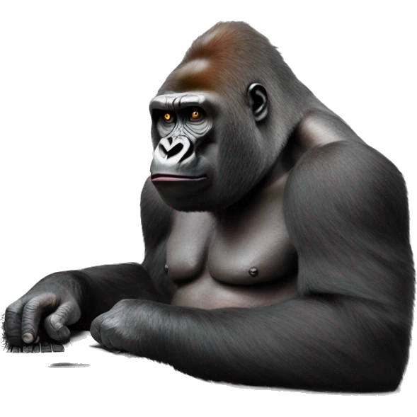 Gorilla typing a thesis emoji