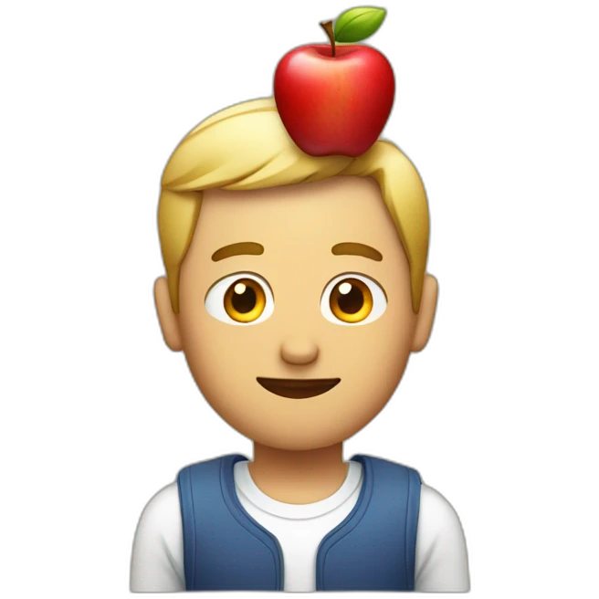 A man with an apple on his head emoji