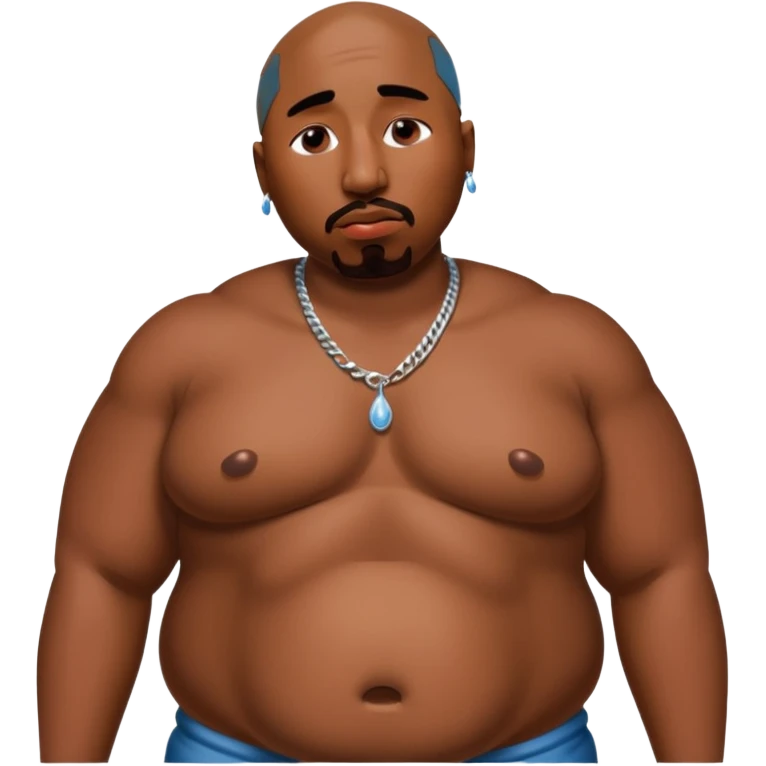 tupac, sobbing large tears, really fat and obese belly emoji