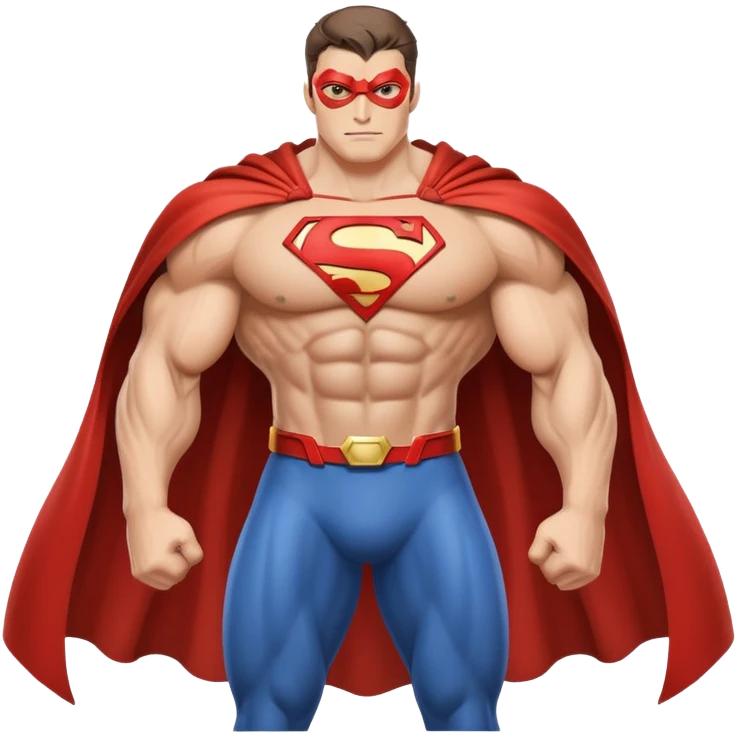 Superhero character with cape and muscular build emoji