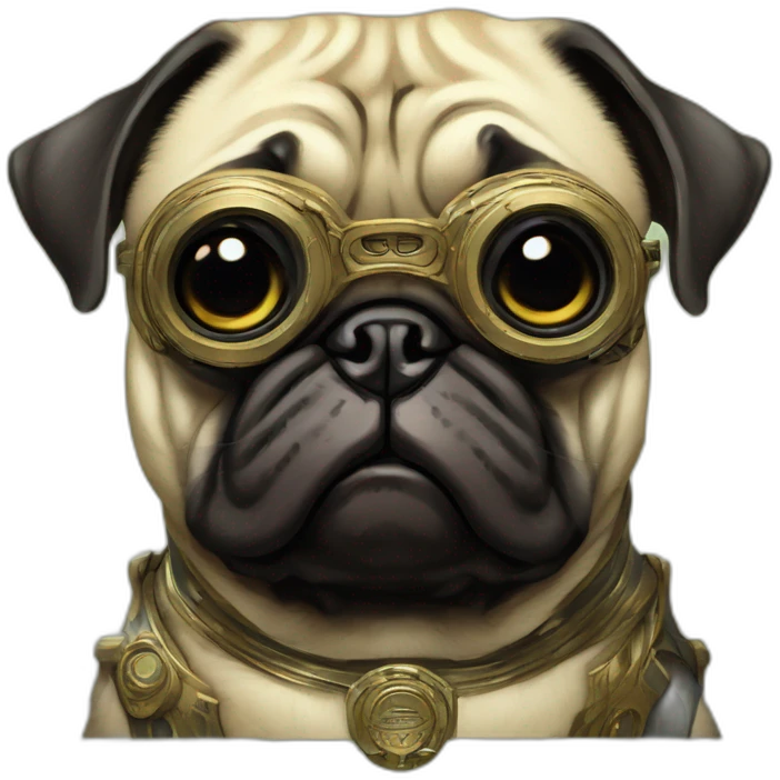 A cyberpunk pug in Art Nouveau style during 1910 emoji
