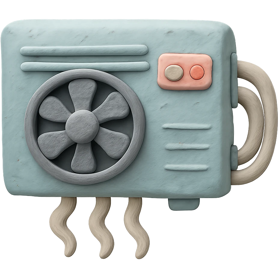 air conditioning unit in claymation style with pastel colors and visible fingerprints emoji