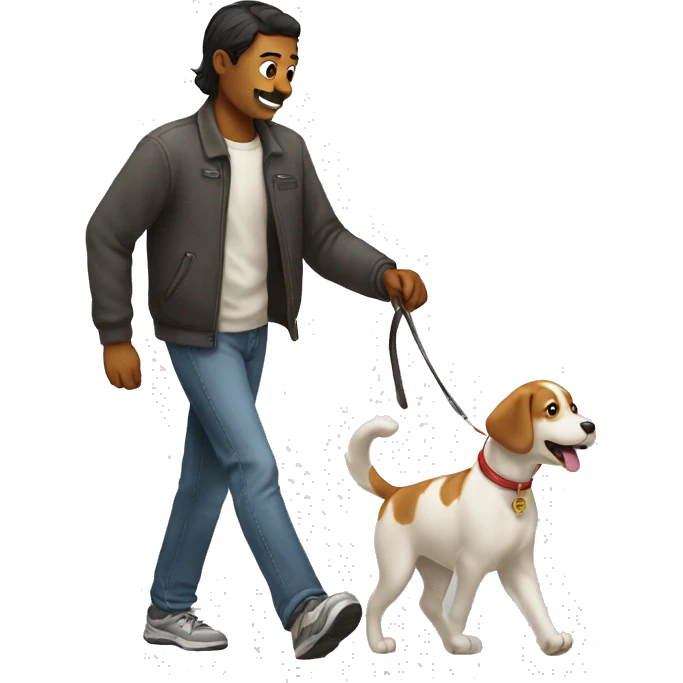 Dog walking a cat emoji
