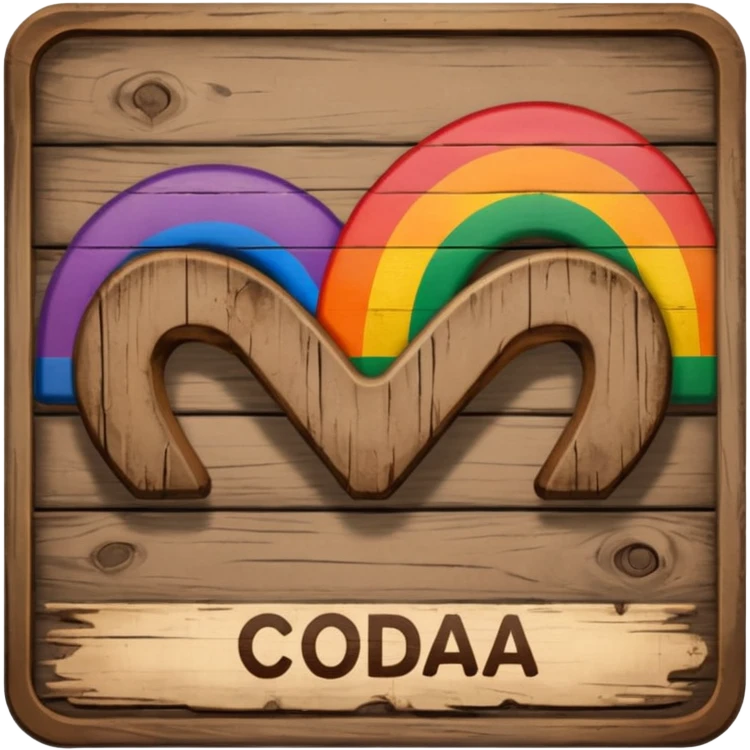 a wooden sign that says "Coda's Gay" emoji