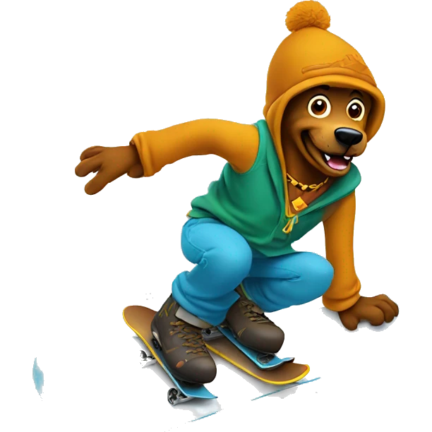 scooby doo on snowboard having fun emoji