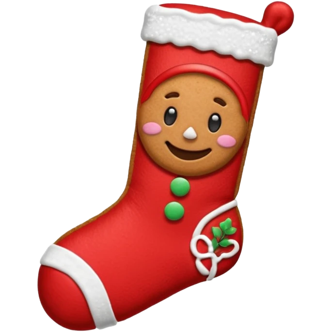 gingerbread cookie in red chrismas sock shape emoji