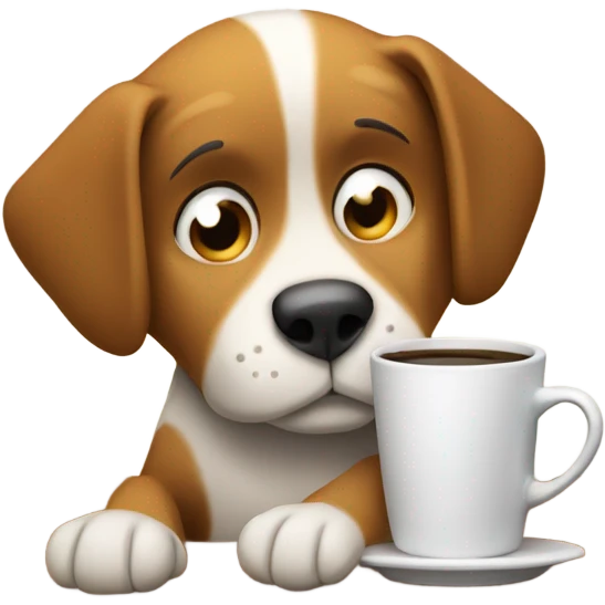 Tired dog drinking coffee  emoji