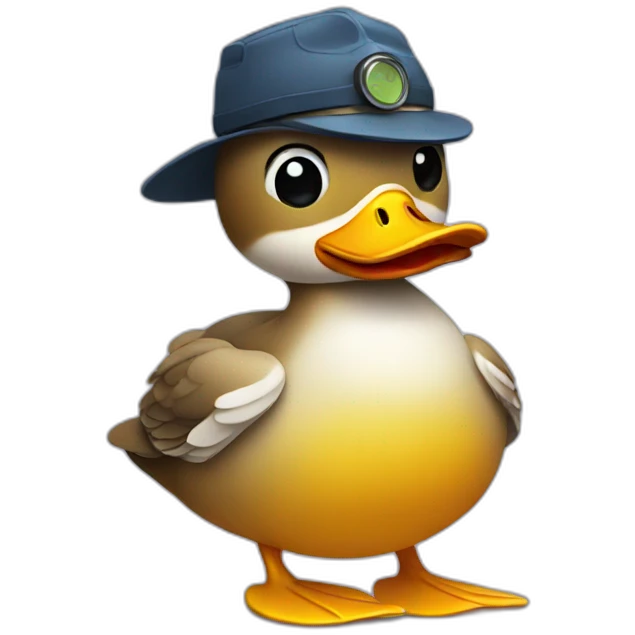 sad duck with helicopter hat emoji