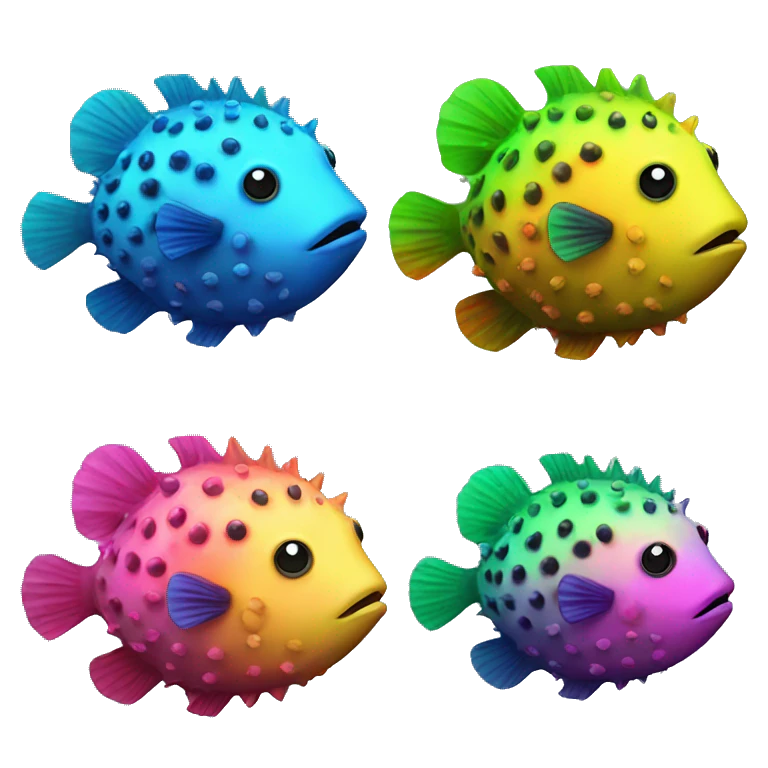 Neon rainbow pufferfish  emoji