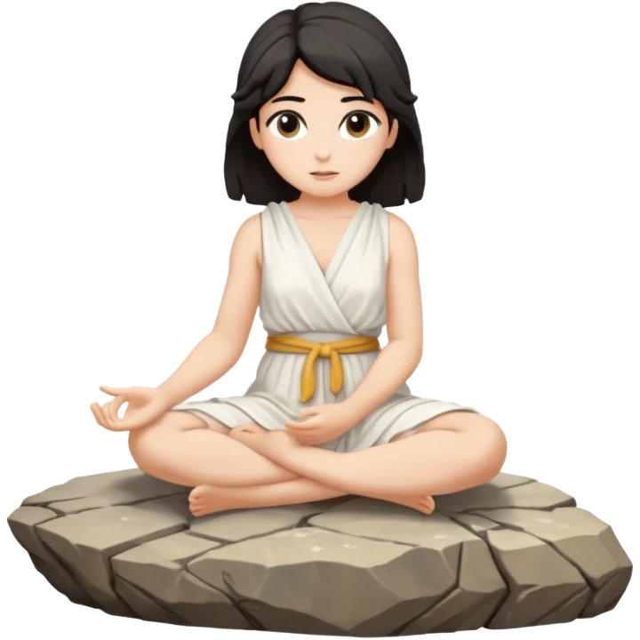 dark haired greek goddess sitting on a rock emoji