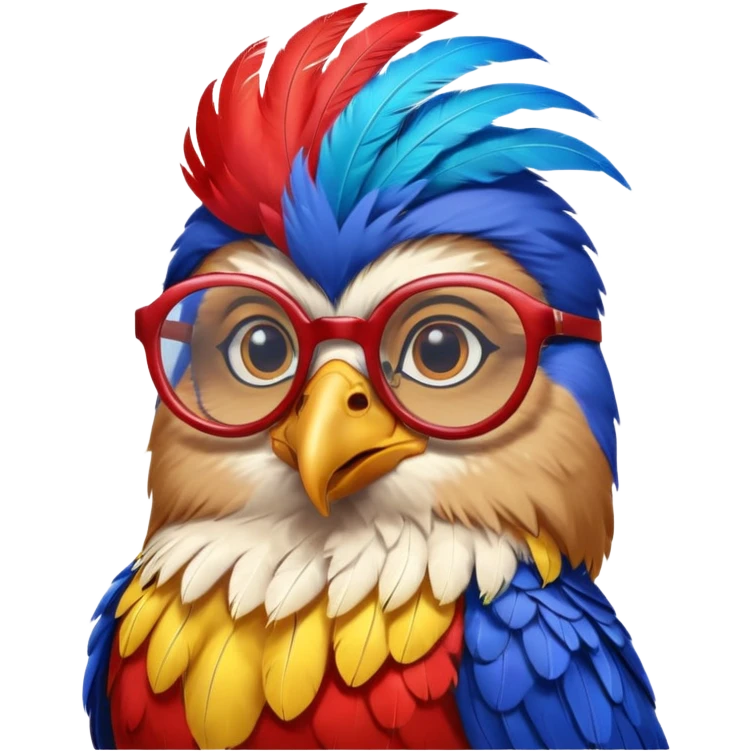cool colorful bird with glassess emoji
