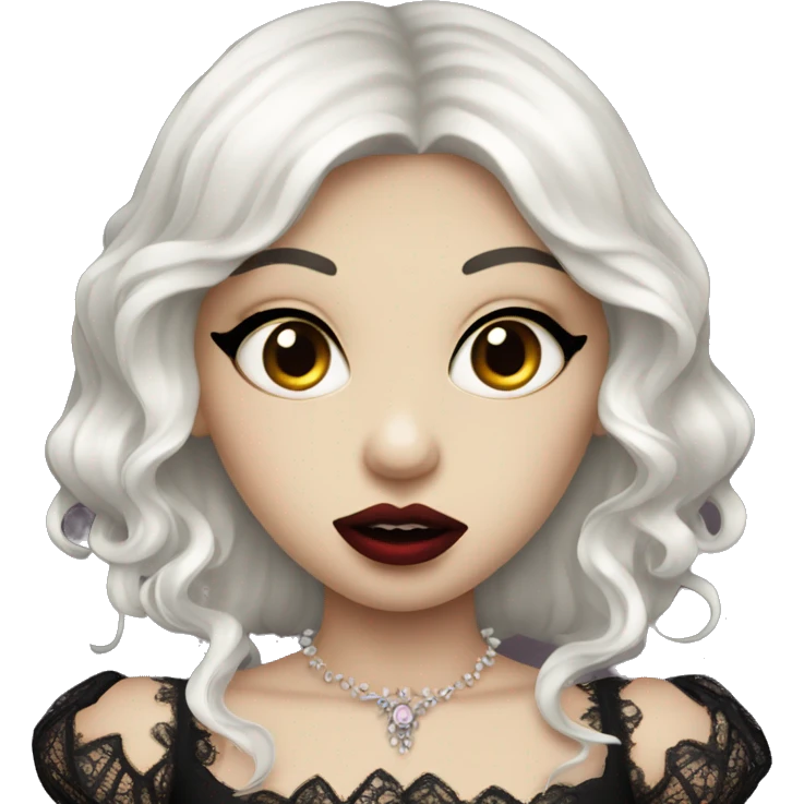 vampire girl in lace with plumpy lips emoji
