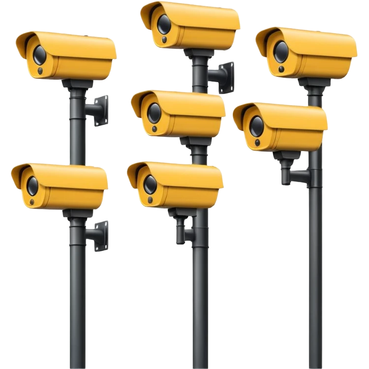 5 CCTV cameras on a pole all in black  emoji