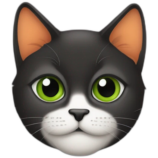 Gata negra con manchas naranjas y ojos verdes emoji