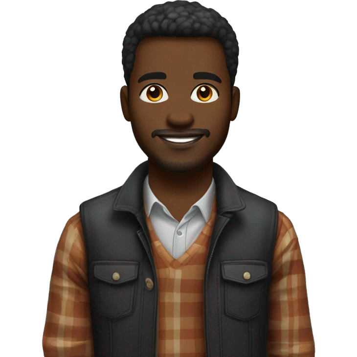 Jeune Homme noir camerounnais de 33 ans habillé en tenue casual classe de marque dans un decor d'automne emoji
