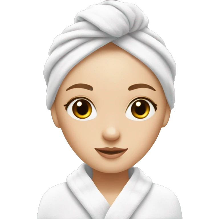 white girl with skin skin care, and a towel in her hair emoji