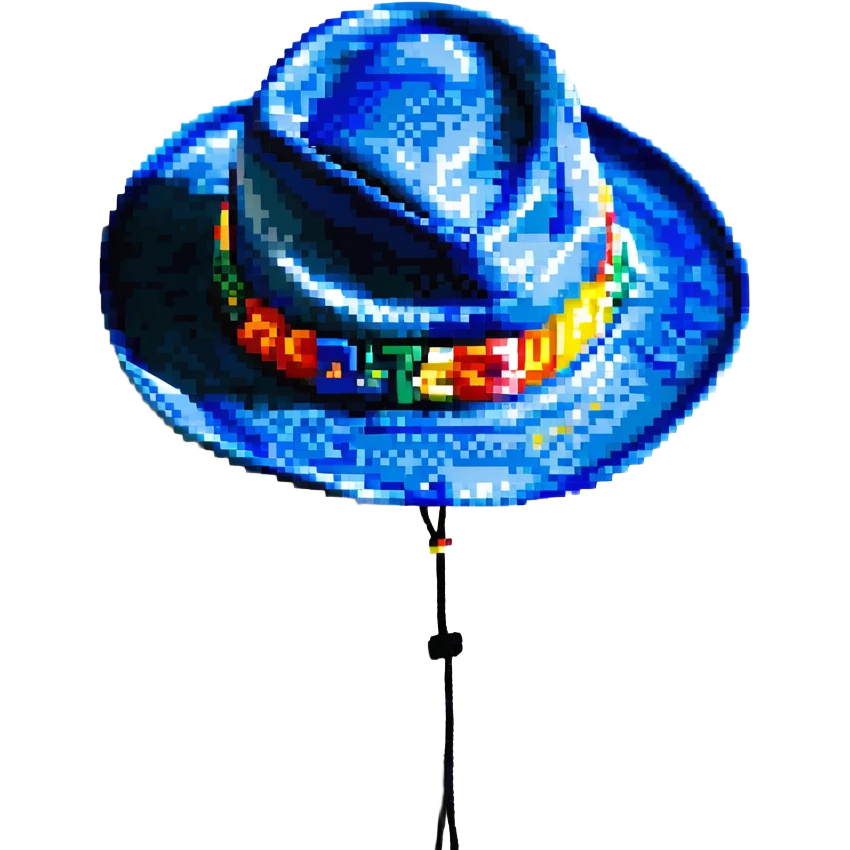 Синяя панамка с разноцветной надписью SPACEME и шнурком, no background emoji