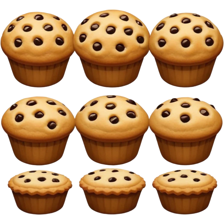 Baking humanless avatar in vibrant style illustration. Pie, cookie, and muffin warm golden tones, simple shapes, flat design, high contrast. emoji