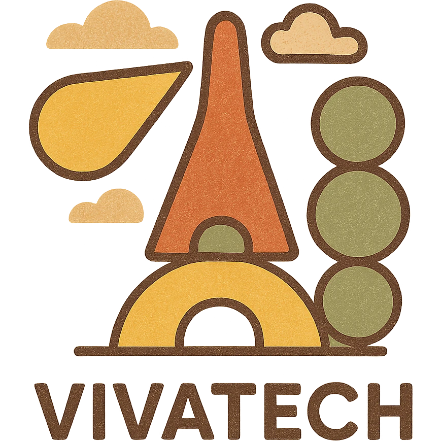 Icon representing Vivatech, abstract, futuristic, clean lines, tech conference vibe emoji