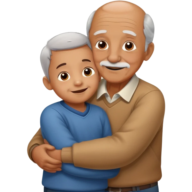 small kid hugging grandpa, happy and loving emoji