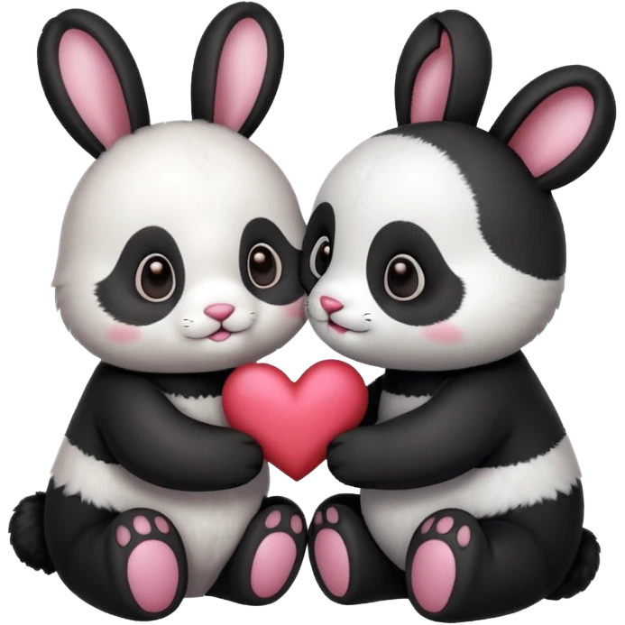 Bunny and panda in love emoji