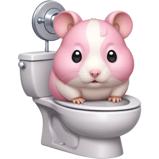Cute chubby cartoon-style hamster sitting on toilet pooping looking as if he had an accident emoji
