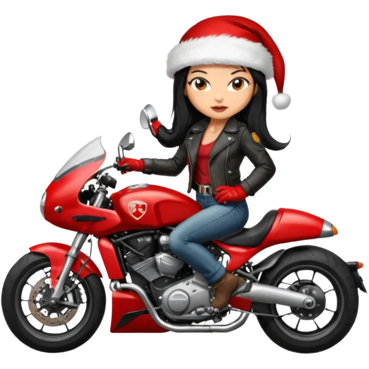 biker girl black long hair moto christmas ducati emoji