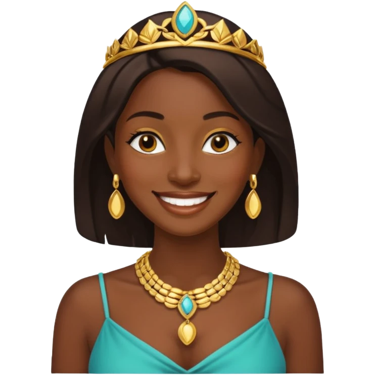 A Dark skinned beauty with gold jewelry smiling emoji