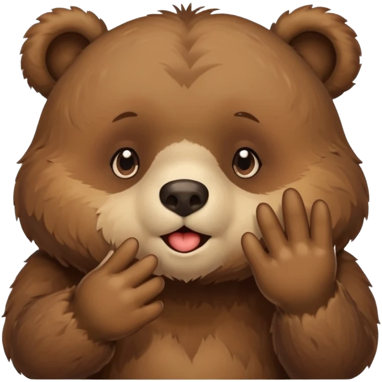 i want a animated bear like dudu the bear sends a kiss with his left hand then right hand emoji