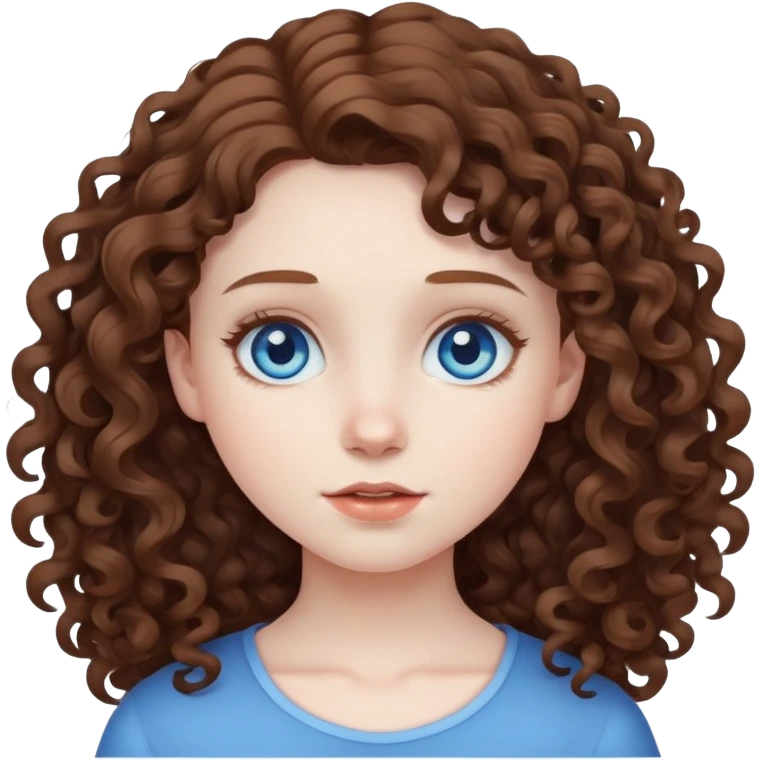 girl with curly brown hair and blue eyes and pale skin emoji