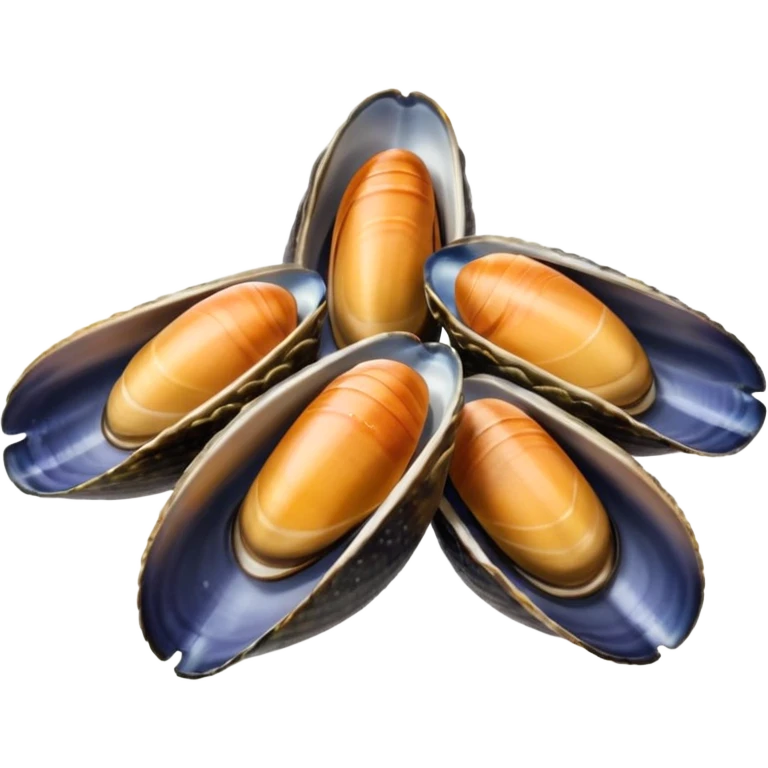 simple cartoon emoji of 3 open mussels emoji