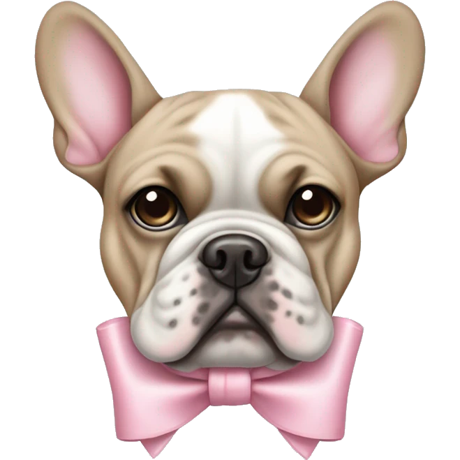 French bulldogue with pastel pink bow emoji
