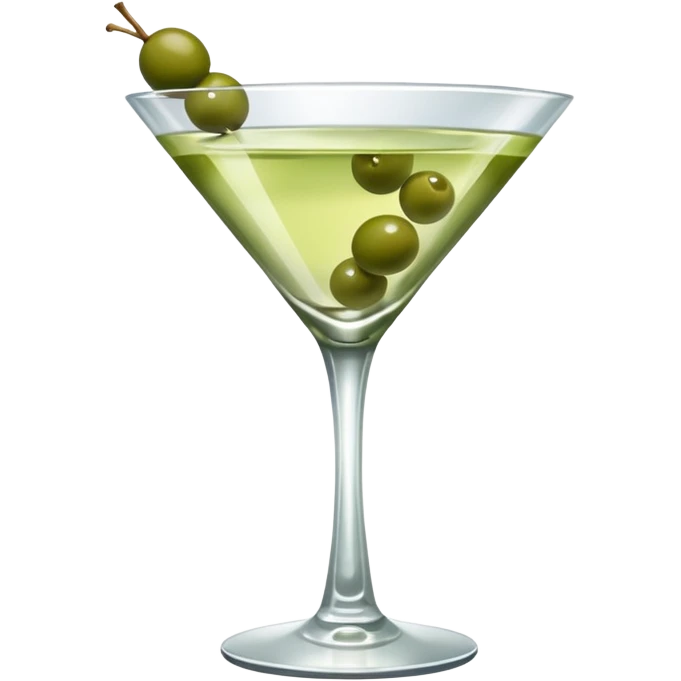 martini with 3 green khaki olives. liquid should be a bit more of a clear color. fancy  emoji